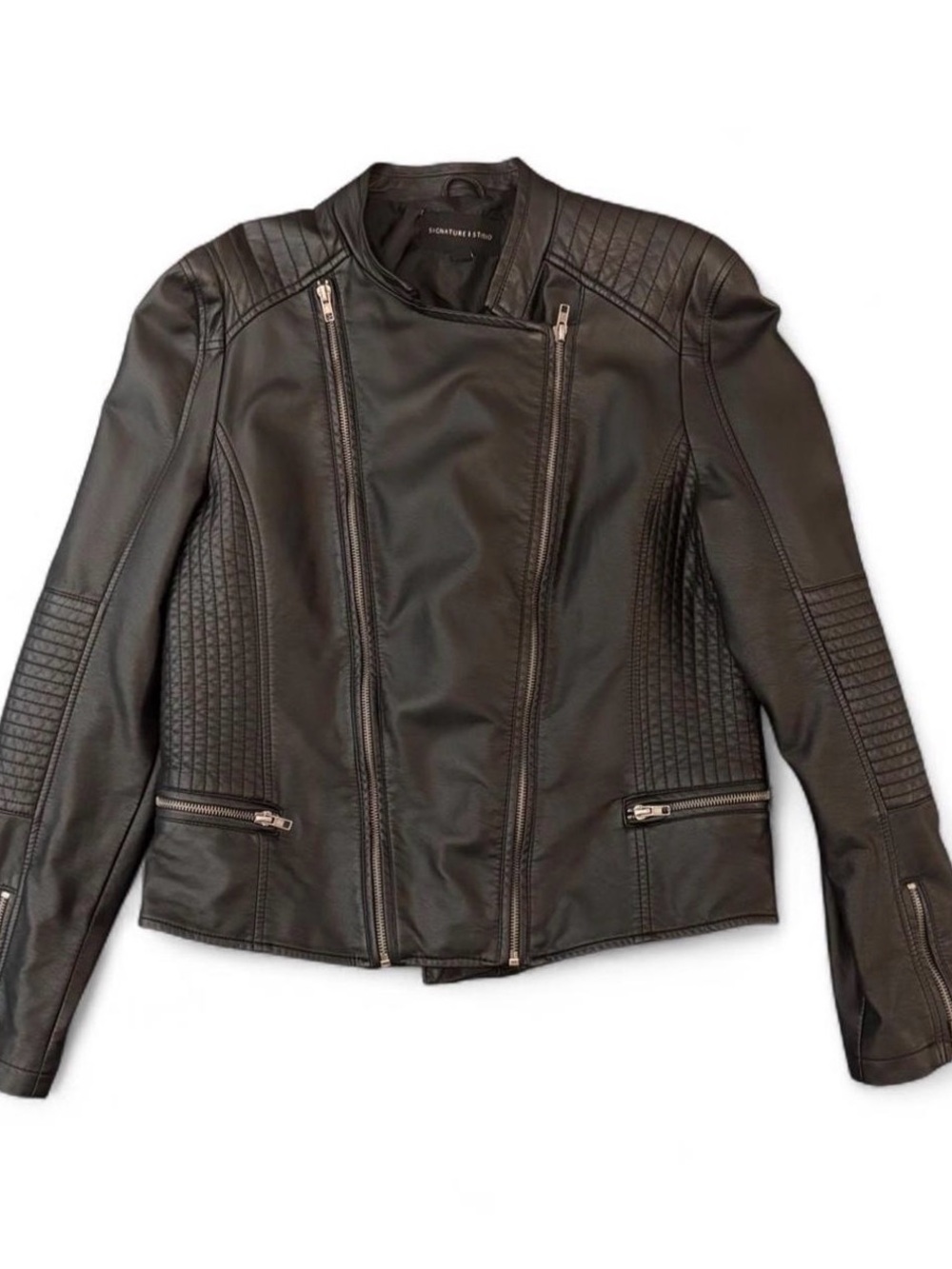 Signature Studio Black Faux Leather Moto Jacket